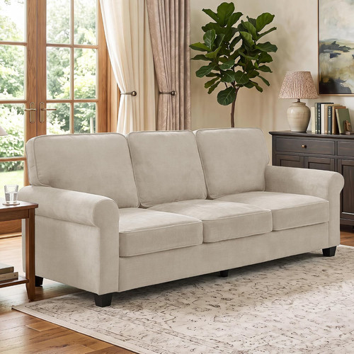 Khaki chenille sofa with - chenille,