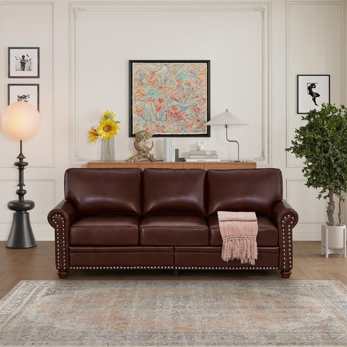 Modern faux leather sofa - modern,