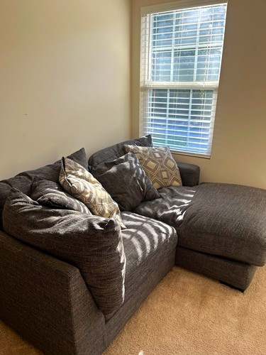 Gray fabric sofa seat - 3-seat, modern